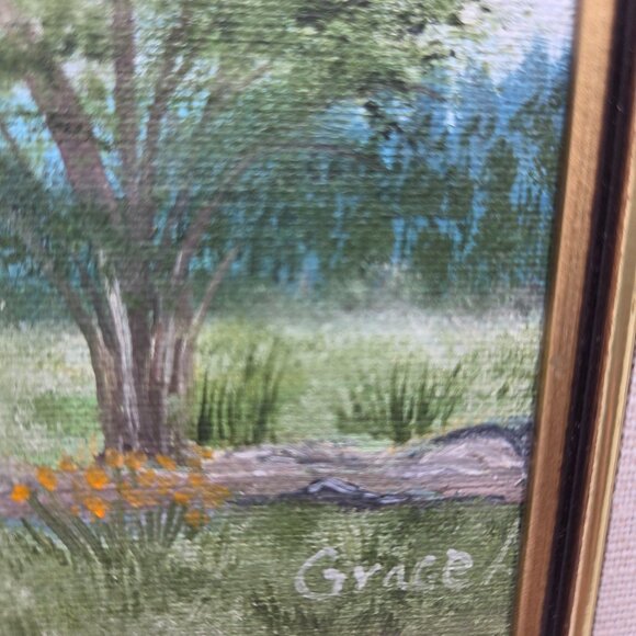 Vintage Acrylic Painting Windmill Signed and Framed 5x7 - Picture 5 of 15